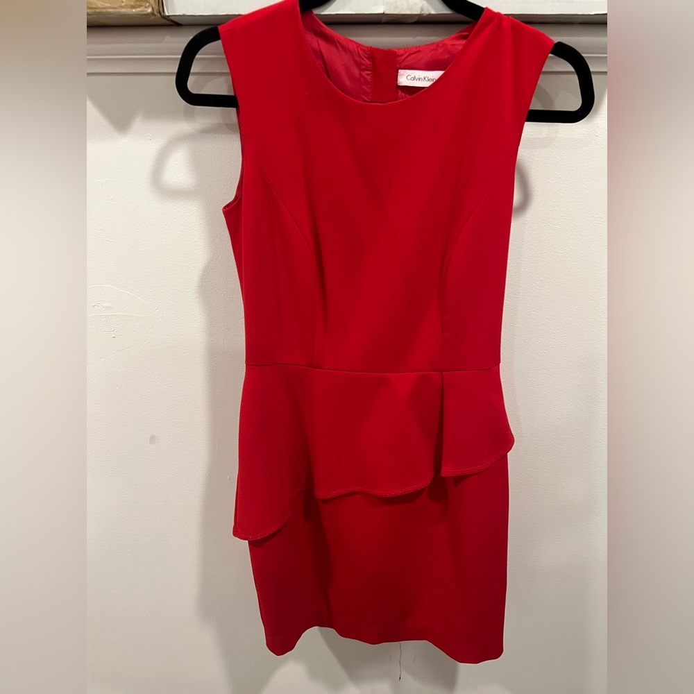calvin klein red peplum dress Calvin Klein Plus Size Peplum Sheath Dress - Black